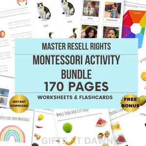 Ensemble de cartes mnémotechniques et de feuilles de travail MRR Montessori, ressources éducatives pour l'enseignement à domicile, droits de revente 170 pages, traçage des lettres, correspondance, bonus