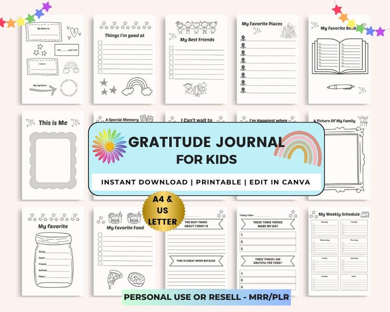 Editable Kids Planners MRR PLR Journal, Master Resell Rights, Mindfulness Journal, ADHD Planner School Chore Charts Download, Canva image 3