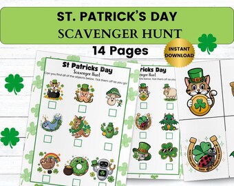 Chasse au trésor de la Saint-Patrick Cartes imprimables de chasse au trésor à téléchargement immédiat, activité pour enfants adultes pour la maison, salle de classe et bonus de fête