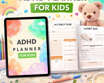 ADHD Planner for Kids Printable, MRR PLR, Master Resell Rights, Executive Function Skills, adhd organizer Canva Instant Download, 2 Sizes