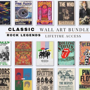 Classic Rock Music Wall Art Bundle, 90+ Music Posters Gift, Retro Music Legends Printable Wall Decor Retro Wall Collage, Bedroom Download