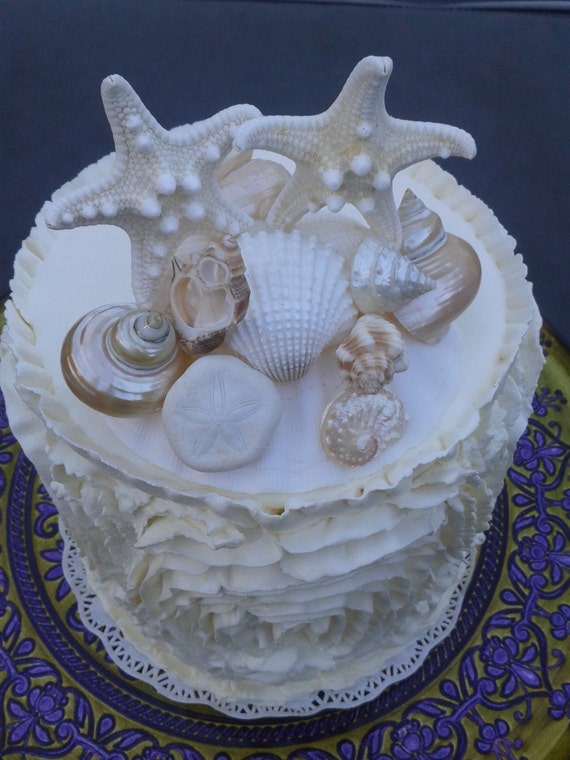 Beach Wedding Starfish Cake Topper Seashell Cake Top Seashell Etsy