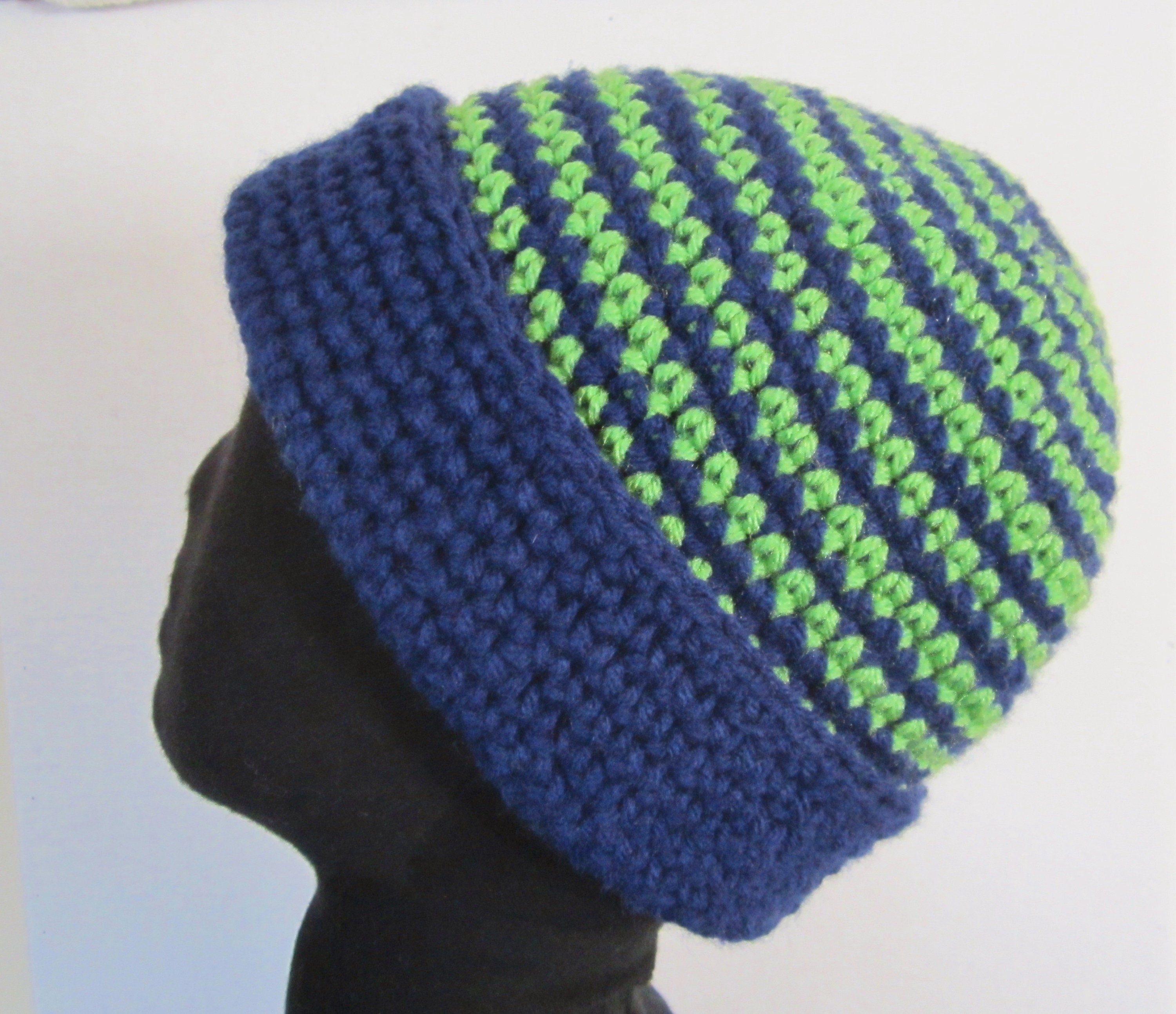 Seahawks Beanie Hat 12th-man-fan Hand Crochet in Seahawks Colors