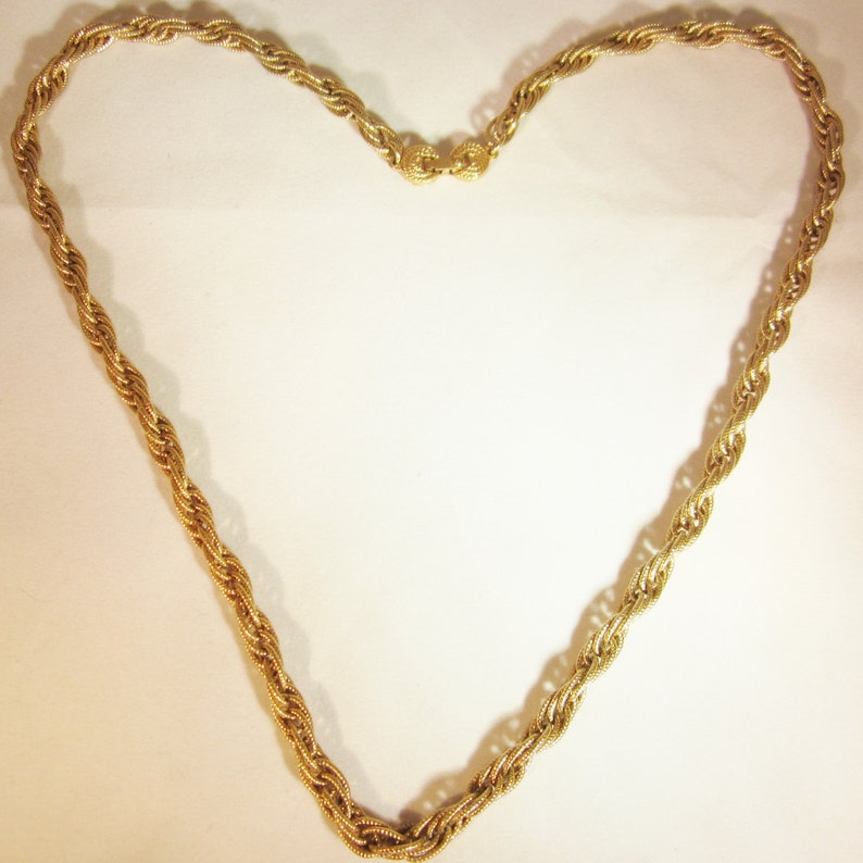Vintage Gold Tone Necklace Rope Style Design Circa Etsy