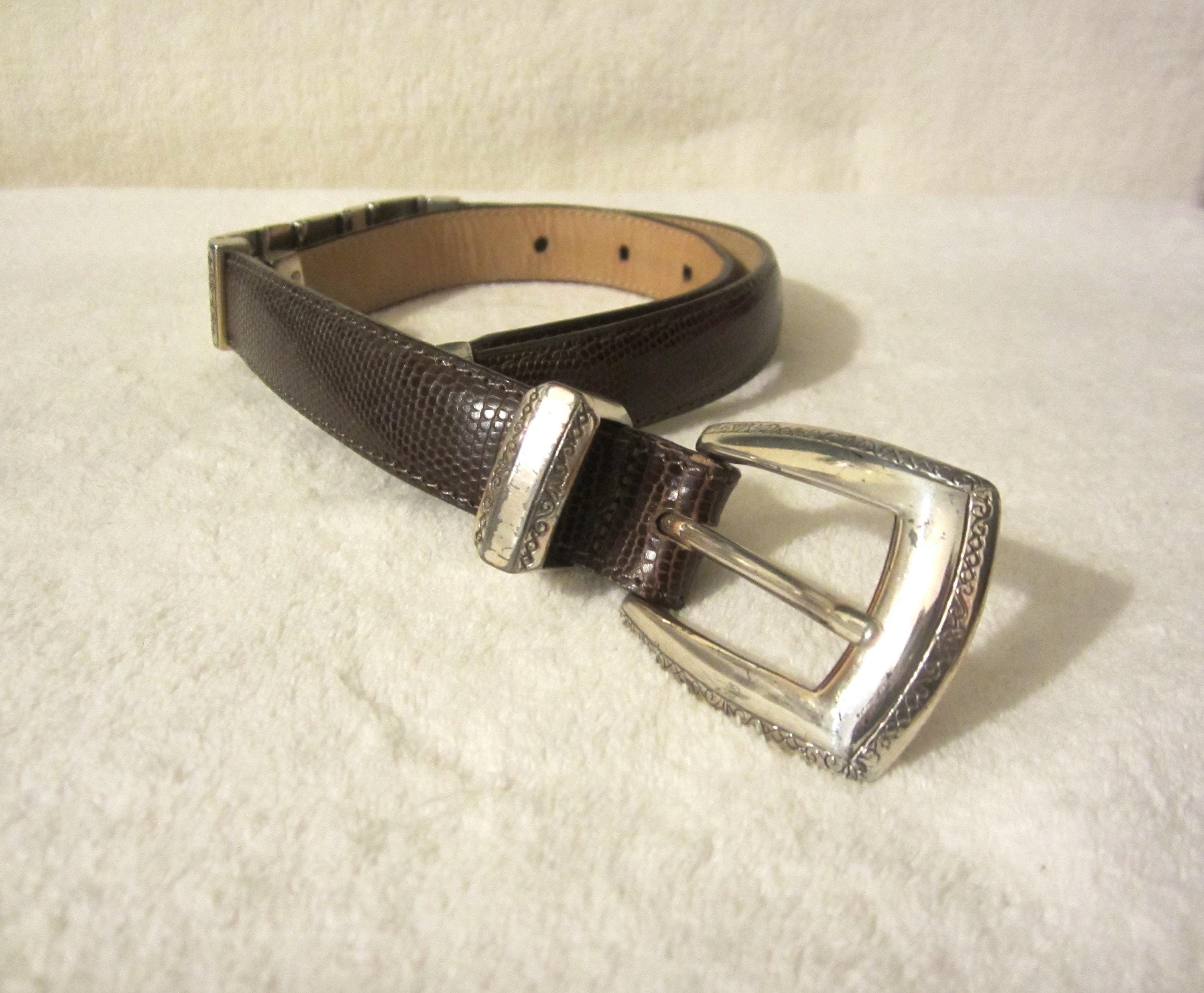 Brighton Belt Small Brown Textured Leather Western Silver Buckle Cowgirl Rodeo Brighton Leather Cowboy Belts for Women for sale | eBay main image 4