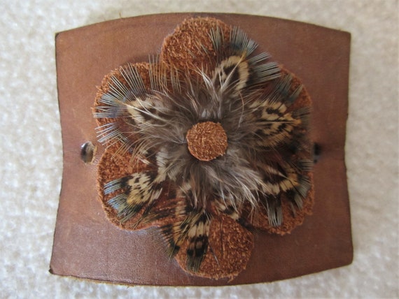 Native American Hair-Stick Leather Barrett - to c… - image 6