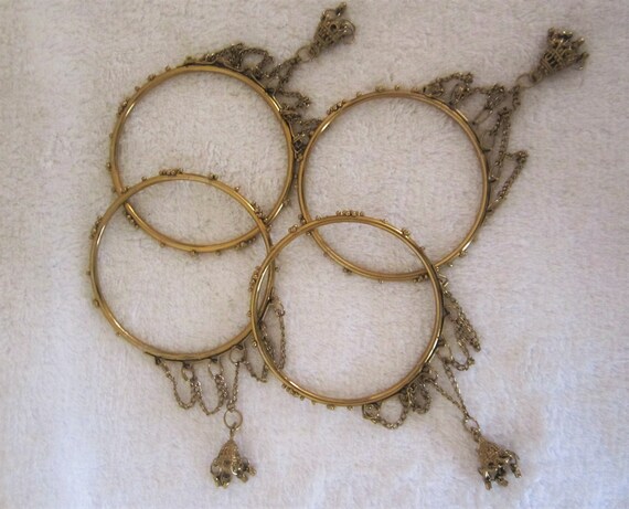 Gypsy/Boho Style Bangle Bracelets- vintage set of… - image 2