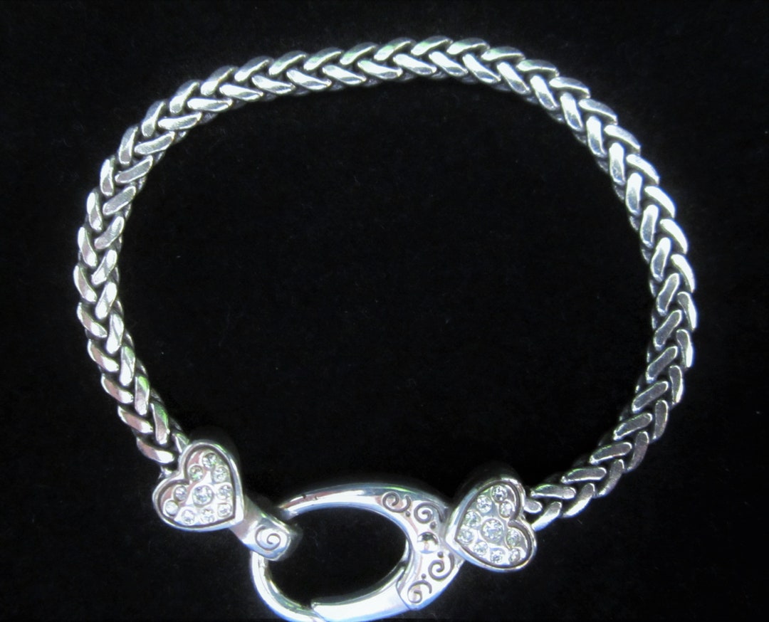 Silver Tone Snake Chain Bracelet With an Ornate Tibetan Heart Lobster ...