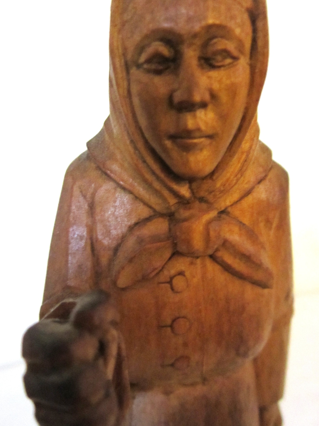 Folkart Wood Carving of Elder Woman Wearing Wood Clogs Etsy