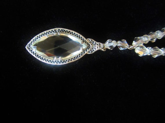 Art-Deco Pendant Necklace Strung With Faceted Bic… - image 3