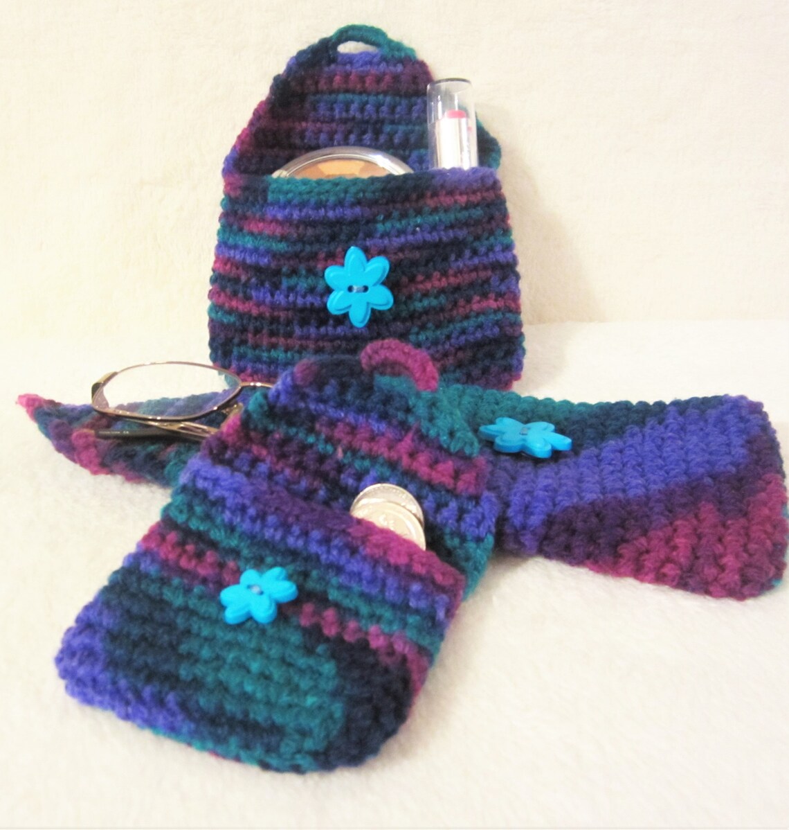 Multicolor-crochet Pouches/travel Set It Will Come in Handy - Etsy