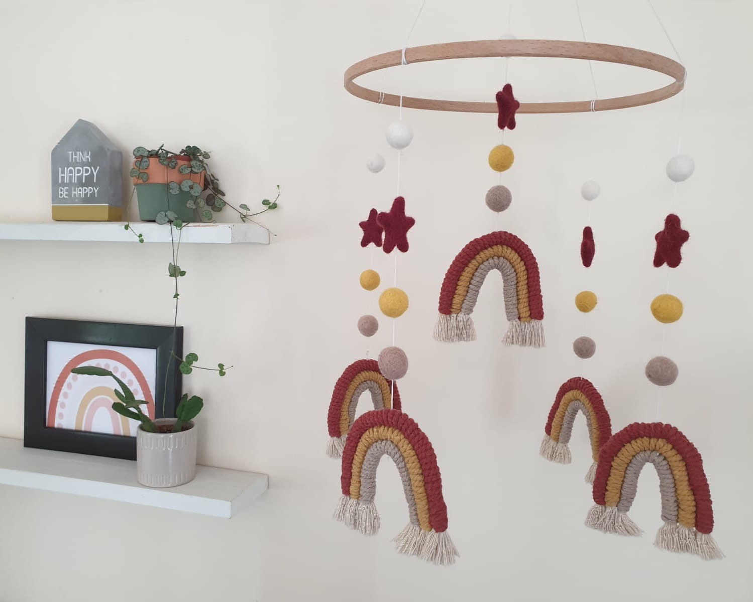 Rainbow cot mobile Boho cot mobile Boho rainbow nursery Etsy