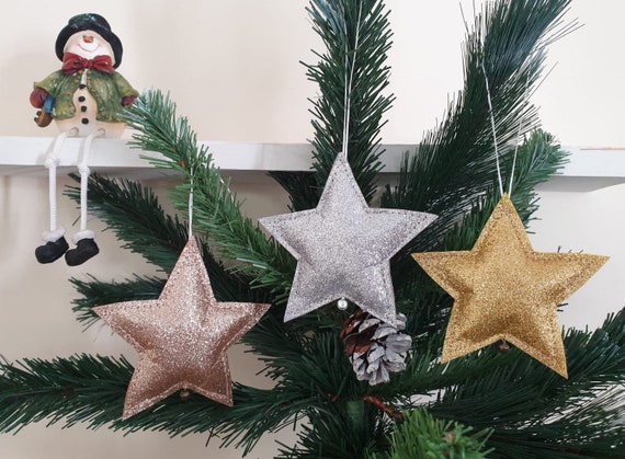 Christmas Tree Decorations Glitter Tree Decorations Set Of Etsy