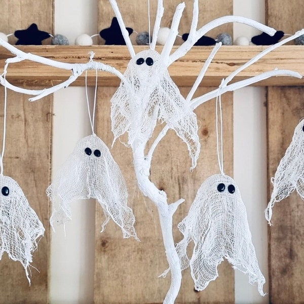 Ghost decorations, Hanging ghosts, Halloween tree, Halloween decorations, Halloween ghosts, spooky ghosts