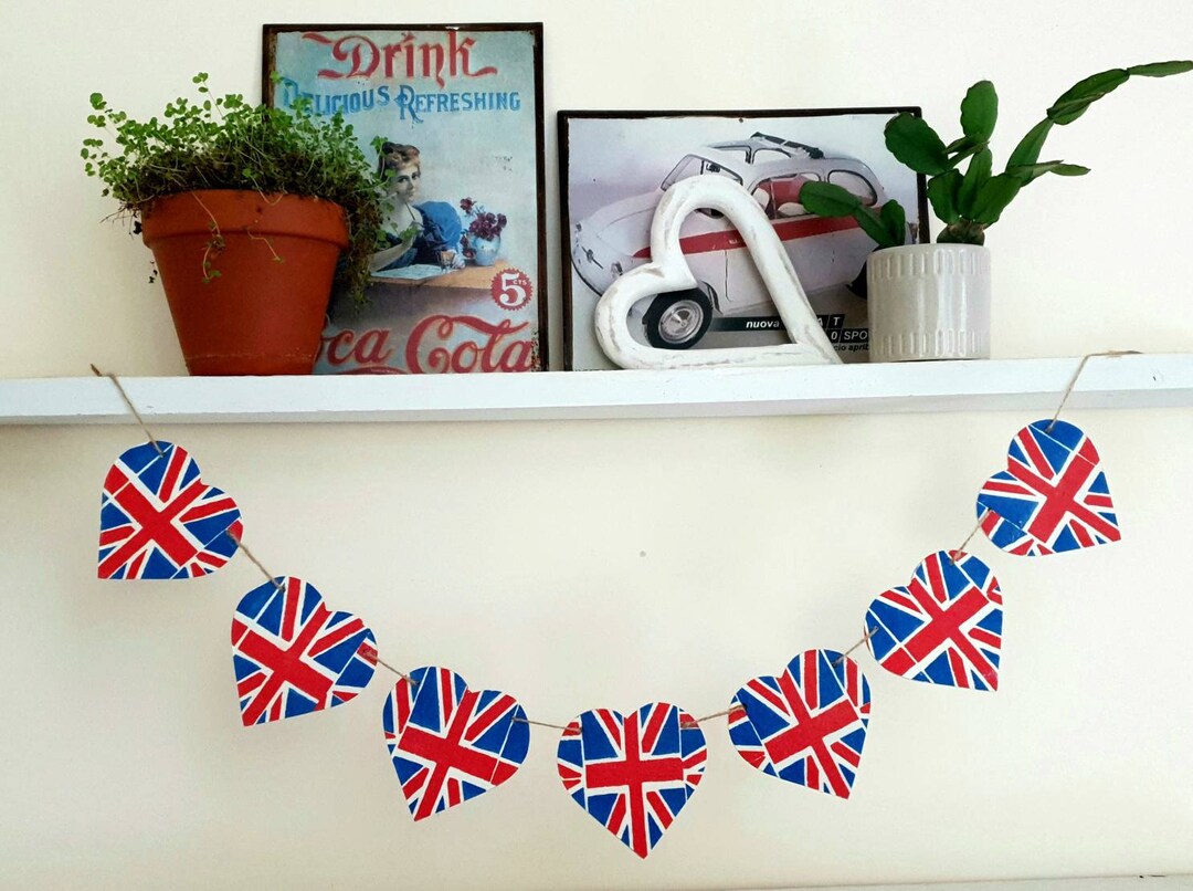Proudly British Wall Decor, Coronation Wooden Bunting, Wooden Union