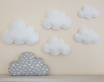 Ensemble de cinq accessoires de mur de nuage en feutre, décor de mur de nuage, cinq accessoires de mur de nuage, décor de nuage, nuage mobile de nuage