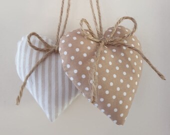 Hanging hearts / Beige hearts / neutral hearts / Door Hangers / Vintage hearts / Shabby chic Hearts