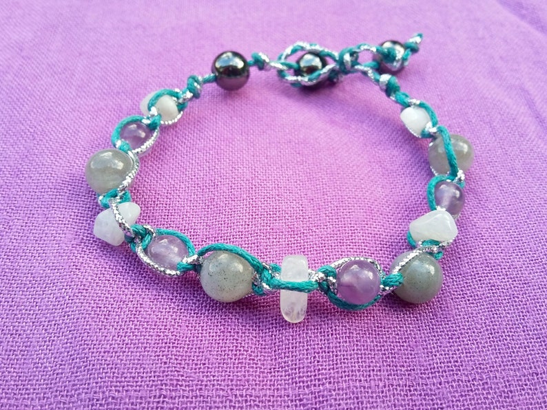 Macrame gemstone bracelet with labradorite amethyst and | Etsy