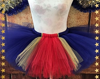 Red and Blue Tulle Tutu: Patriotic Superhero Costume