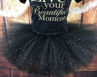 Black Sparkle Dot Tutu: Metallic Gold & Silver, Adult or Girls
