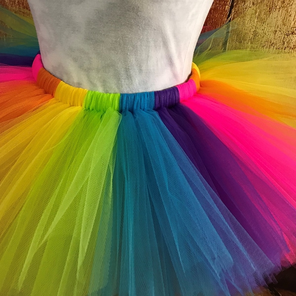 Neon Rainbow tutu, Ready to Ship, unicorn tutu, Neon tutu, pet costume, women's costume, running tutu