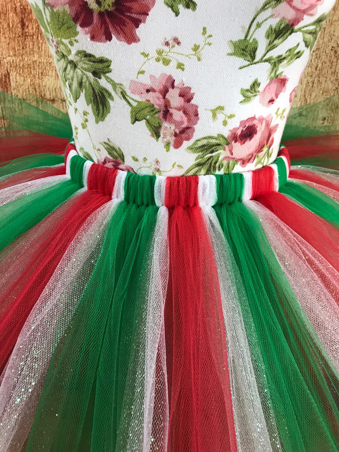 green and red tutu dress Christmas Tulle Tutu: Red, Green & White Holiday Skirt