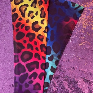 Colorful Animal Print sleeves, Leopard print, Tie Dye, rainbow running sleeves, Animal costume, arm sleeves, costume sleeves, costume women