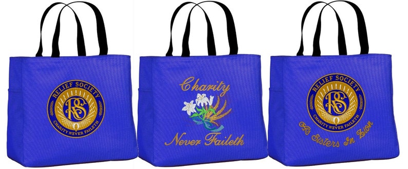 Relief Society Embroidered Medium Size Tote Bag