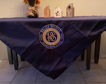 Relief Society Logo Tablecloth English, Spanish, and Portuguese