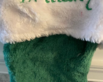 PLUSH Green Personalized Christmas Stockings