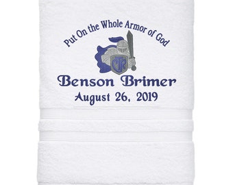 Put On the Whole Armor of God Baptism Towel