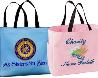 Relief Society Embroidered Medium Size Tote Bag