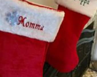 Snowflake and Candy Cane Personalized Stockings