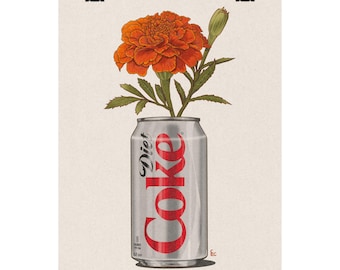 Diet Coke & Marigolds - 8"x10" Matte Vertical Poster
