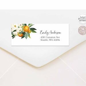 Bearbeitbare Orange Zitrus Weiß Floral Little Cutie Adressaufkleber Avery 5160 Etiketten Etikett druckbare Vorlage Sofortiger Download 248V1