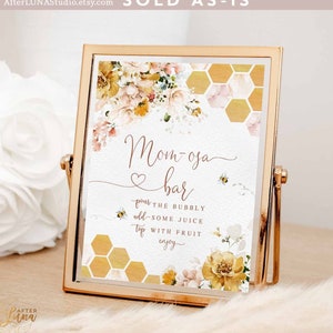 Blush Floral Bee Mom Osa Bar Mom-Osa Bar Sign Baby Boho Bee Shower Signs Decor Decoration Digital Printable Instant Download 842V1