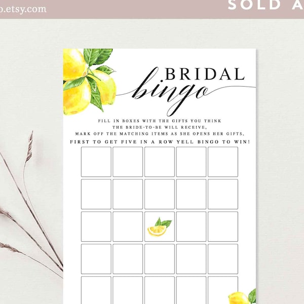 Lemon Bridal Shower Bingo Printable She Found Her Main Squeeze Shower Brunch Bridal Bingo Game Printable Instant Download 290