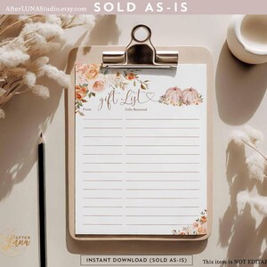 Tweeling herfst pompoen cadeau lijst blad teken herfst virtuele babyshower strooi decoratie decor borden afdrukbare digitale Instant Download 29V12