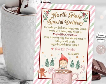 Bearbeitbare Mädchen Elfe Hot Cocoa Bomb Tag Rosa Weihnachten Elfe Aktivität Spiel Hot Chocolate Bomb Tag Editierbare Vorlage 215