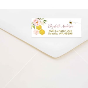 Editable Blush Pink Gold Honey Bee Return Address Label Avery 5160 Labels Label Printable Template Instant Download 1574V2
