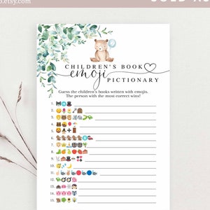 Verdure ours en peluche livre pour enfants Emoji Pictionary bébé livre Emoji jeu longue distance virtuel bébé douche jeux téléchargement immédiat 1432V1
