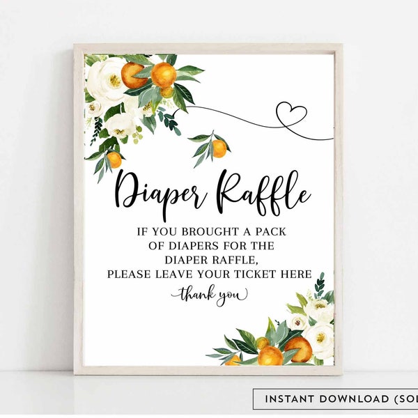 Orange Citrus 8x10" Diaper Raffle Sign Printable A Little Cutie is On the Way Baby Shower Decor Instant Download (Sold As-Is) 248V1