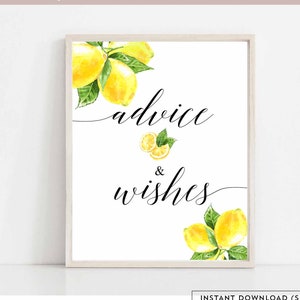 Placa digital de conselhos e desejos para impressão, limão cítrico, ela encontrou seu principal aperto, decoração de chá de bebê, download instantâneo 290