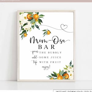 Orange Citrus Mom Osa Bar Mimosa Bar Sign Bianco floreale rustico A Little Cutie è in arrivo Orange Theme Decor Digital Instant Download 248V1