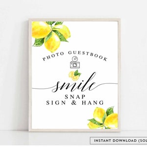 Livro de visitas com foto de limão, livro de visitas para impressão, limão cítrico, casamento, casais, chá de bebê, decoração, download instantâneo 290