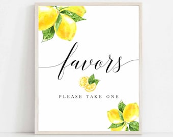 Digital Lemon Favor Favors Sign Printable Citrus Lemon She Found Her Main Squeeze Bridal Baby Shower Decor Sign Instant Download 290