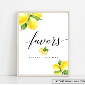 Digital Lemon Favor Favors Sign Printable Citrus Lemon She Found Her Main Squeeze Bridal Baby Shower Decor Sign Instant Download 290