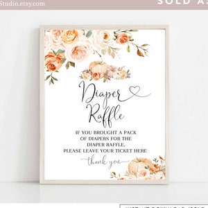 Fall Pumpkin Diaper Raffle Sign Printable Pumpkin Baby Shower Sprinkle Shower Decor Decorations Digital Instant Download (Sold As-Is) 29V4