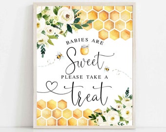 Bee Babies Are Sweet Please Take A Treat Sign Rustic Gender Neutral Honey Bumble Bee Baby Shower Digital Printable Instant Download 845V1