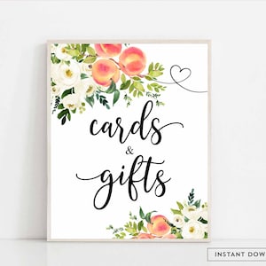 Branco floral pêssego 8x10 "cartões e presentes sinal doce pêssego no caminho chá de bebê decorações de polvilhar decoração download instantâneo 256v2